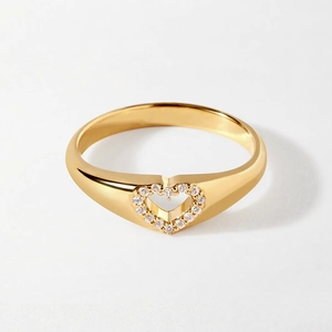 S925 Sterling Silver Hollow Heart Rhinestone Ring For Women Minimalist Gold Silver Plated Inlaid Personalized Jewelry