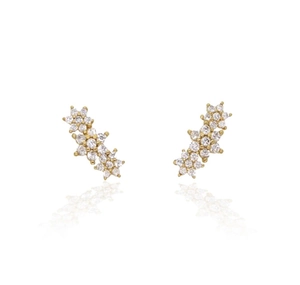 Gros plan de boucles d'oreilles étoile en argent S925 doré et pavé de zircons