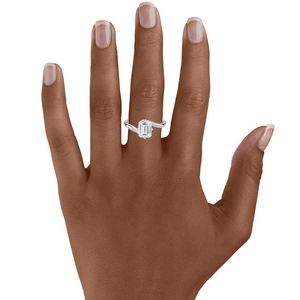 S925 sterling silver bypass ring with emerald cut zircon stone for women