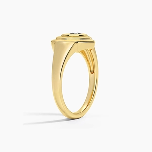 Minimalist 18K gold plated S925 sterling silver ring with tiered band and center diamond