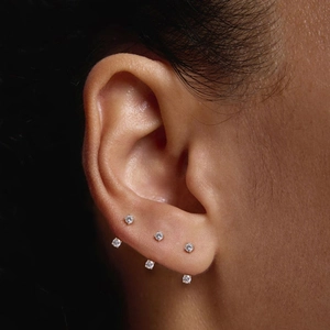 Minimalist S925 sterling silver U-shaped stud earrings with round zircon stones