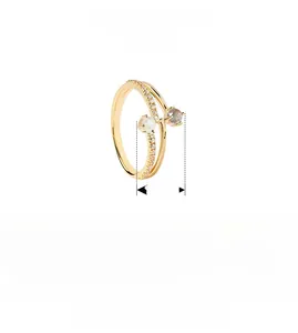 Detail shot of dual-tone zircon ring showing the 8.6mm opening width measurements