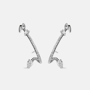 Elegant S925 sterling silver ear crawlers with marquise-cut marquise and pavé cubic zirconia