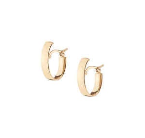 Close-up of polished S925 sterling silver hoop earrings in rose gold minimalist style