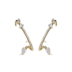 Elegant gold-plated S925 sterling silver ear cuffs with sparkling teardrop zircon stones