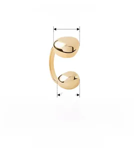 Technical drawing showing 925 sterling silver adjustable ring with double ball design