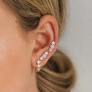 Boucles d'oreilles étoile hexagramme en argent S925 avec zircon pour un look floral chic