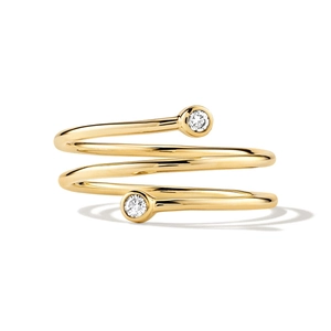 Gold-plated S925 sterling silver triple-layer spiral ring with sparkling zircon stones