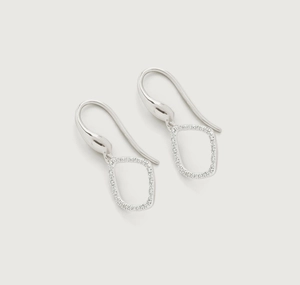 Detailed view of S925 sterling silver geometric hollow earrings with micro-set diamonds