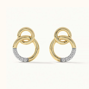 925 Sterling Silver Double Loop Stud Earrings For Women Luxurious Gold Silver Plated Geometric Rhinestone Inlaid Fashion Jewelry