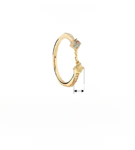 Detail view of S925 silver chain ring showing 4.8mm stone size and adjustable size 7 specs