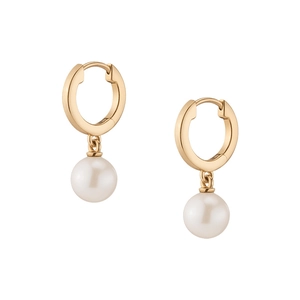 Artificial Pearl Drop Huggie Hoop Earrings 925 Sterling Silver Minimalist Elegant Geometric Jewelry For Women Accessory