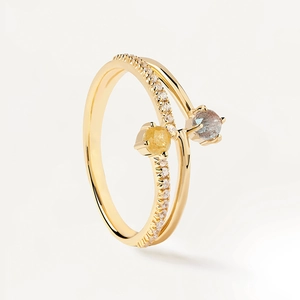 S925 Sterling Silver Bypass Ring For Women Minimalist Geometric Double Stone Pave Rhinestone Open Finger Ring Fashion Jewelry
