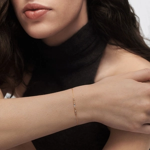 Minimalist S925 sterling silver gold bracelet with multi-colored cubic zirconia stones