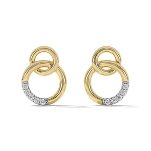 Elegant S925 silver gold-plated double hoop earrings with sparkling crystal accents
