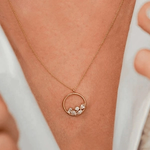 Minimalist S925 sterling silver gold plated necklace featuring a zircon cluster pendant