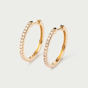 925 Sterling Silver Pave Rhinestone Hoop Earrings For Women Personalized Minimalist Geometric Round 18K Gold Plated Jewelry
