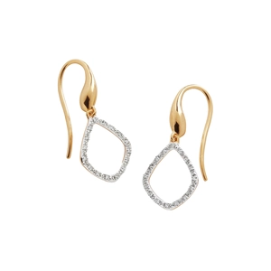 Elegant gold S925 sterling silver rhombus drop earrings with sparkling pavé crystals