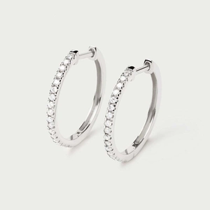 Elegant S925 sterling silver hoop earrings with shimmering cubic zirconia stones