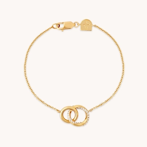 Bracciale in Argento Sterling 925 Con Doppio Cerchio Intrecciato Strass Minimalista Catena Regolabile Gioielli da Donna Regalo