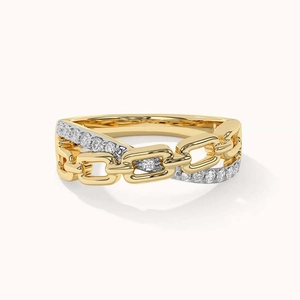S925 Sterling Silver Chain Link Ring For Women Men 18K Gold Plated Pave Rhinestone Cross Geometric Fashion Jewelry Gift
