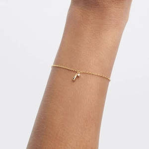 Bracelet minimaliste en argent S925 avec placage en or 18K et pendentif goutte d'eau