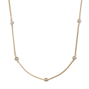 Collier Station en Argent Sterling 925 avec Strass pour Femmes Minimaliste Serti Clos Pierre Ronde Bijoux de Mode Cadeau