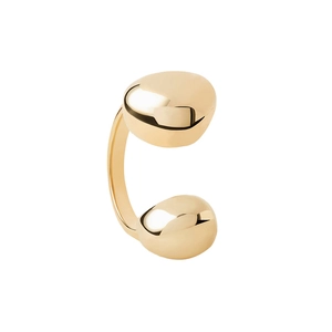 Polished S925 sterling silver open ring featuring an asymmetric organic bean design