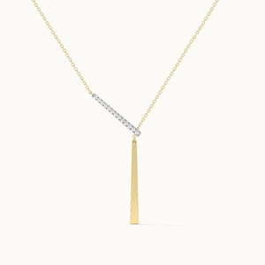 925 Sterling Silver Geometric Rectangular Pendant Necklace With Rhinestone Inlay 18K Gold Plated Minimalist Y Lariat Necklace For Women Fashion Jewelry