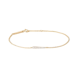 Bracelet minimaliste en argent S925 doré avec barre sertie de zircons blancs