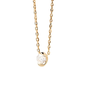 Collier minimaliste en or avec pendentif solitaire rond étincelant en serti tourbillon