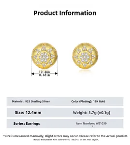 Detail showing 12.4mm 925 sterling silver sunflower stud earrings with 18K gold plating