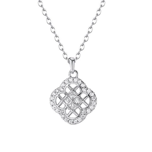 Collier trèfle évidé élégant en argent sterling S925 avec diamants micro-sertis