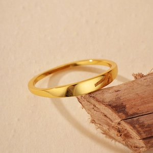 925 Sterling Silver Minimalist Ring 18K Gold Plated Polished Band Simple Plain Finger Ring High End Jewelry For Women Gift