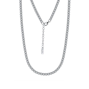 Luxury S925 Sterling Silver Tennis Necklace For Women Round Zirconia Inlaid Chain Elegant High Sense Jewelry Wedding Gift