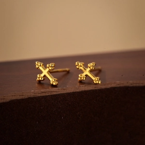 925 Sterling Silver Minimalist Cross Stud Earrings 18K Gold Plated Religious Geometric Earrings For Women Jewelry Gift