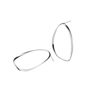 Boucles d'oreilles ovales torsadées en argent S925 minimalistes avec anneau poli géométrique