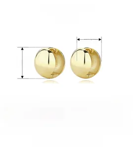 Spécifications de taille pour boucles d'oreilles boule en argent 925 plaqué or 18 carats