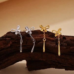 Elegant S925 silver butterfly tassel earrings in gold and silver plating on wood