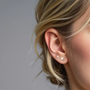 18K gold plated S925 silver star stud earrings with sparkling cubic zirconia stones