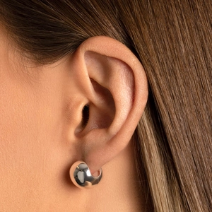 Boucles d'oreilles dôme en argent sterling 925 minimalistes avec finition miroir poli