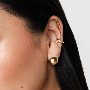 Ensemble de boucles d'oreilles et de bagues d'oreille en argent 925 plaqué or