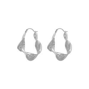 Orecchini a cerchio minimalisti in argento S925 con design in metallo liquido fuso