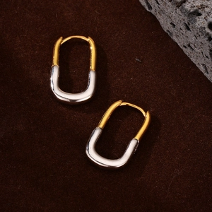 925 Sterling Silver U Shaped Hoop Earrings For Women Minimalist Two Tone Geometric Geometric Dainty Huggie Earrings Stylish Jewelry Gift