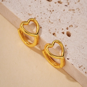 925 Argento Sterling Vuoto Cuore Cerchio Orecchini Minimalista Moda Coreano Stile Ins Placcato Oro Huggie Orecchini Per Donna Gioielli