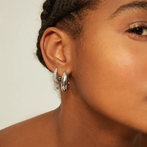 Boucles d'oreilles en argent S925 en forme de U avec zircons scintillants et poli brillant