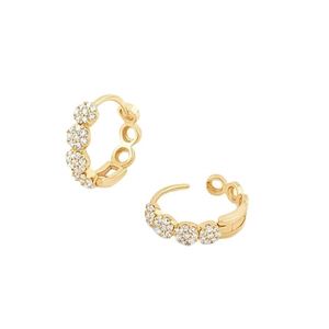 Orecchini a cerchio in argento S925 dorato con ciondoli a fiore in micro-zirconi