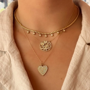 Dreilagiges 18K vergoldetes S925 Silber Halsketten-Set mit Herzanhängern und Zirkon