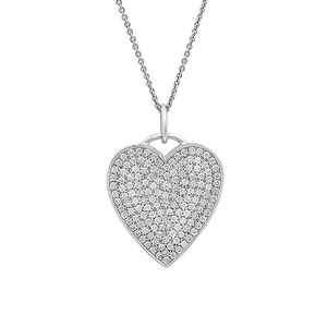 Funkelnde S925 Sterling Silber Herz Halskette mit Pavé-Diamanten Besatz für Damen