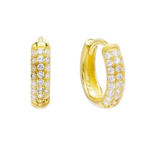 S925 sterling silver gold plated hoop earrings with micro-paved cubic zirconia crystals